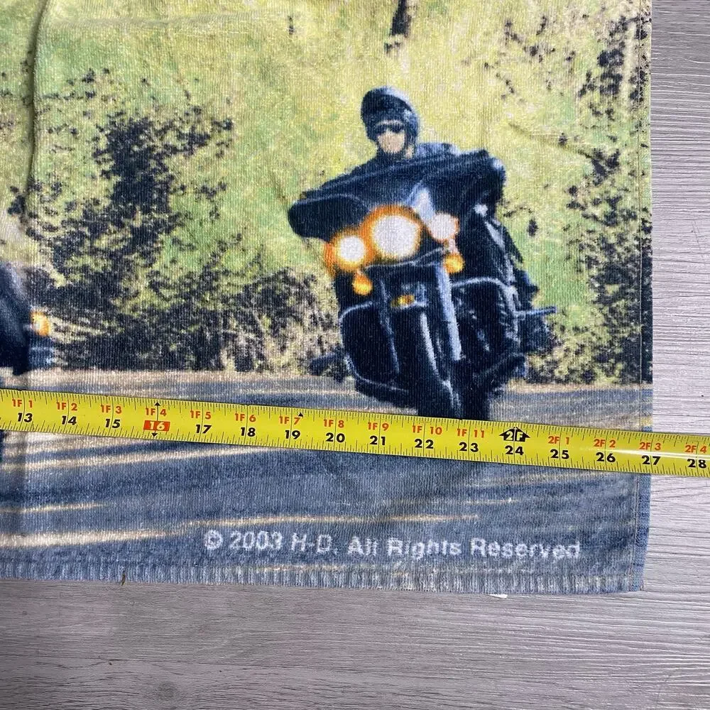 Vintage 2003 Harley Davidson Motorcycles Beach Towel Landmarks Map Biker 27x54